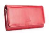 Elegancki portfel damski z biglem, skórzany PD-062 S Czerwony