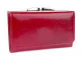 Elegancki portfel damski z biglem, skórzany PD-003 S Bordowy