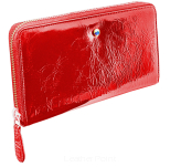 Ekskluzywny portfel damski, skórzany, kryształki Swarovskiego - czerwony