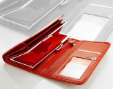 Elegancki portfel damski z biglem, skórzany PD-062 BV  Czerwony