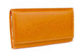 Elegancki portfel damski z biglem, skórzany PD-062 BV Orange