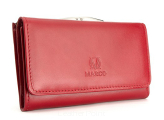 Elegancki portfel damski z biglem, skórzany PD-003 S Czerwony