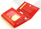 Elegancki portfel damski z biglem, skórzany PD-013 BV Red